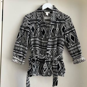 H&M Tribal Print Belted Jacket